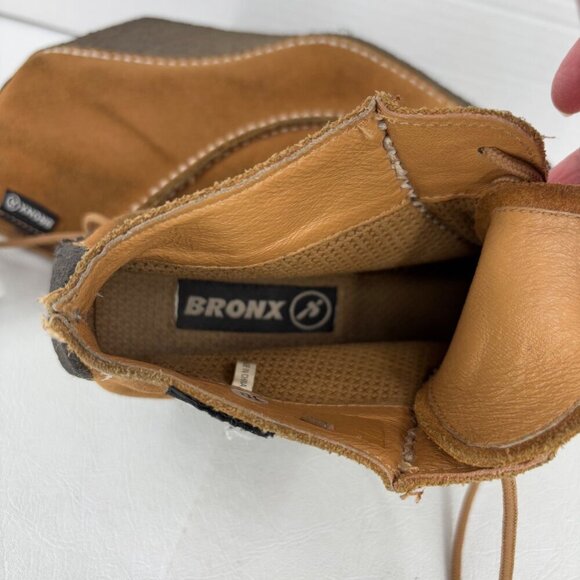 Bronx Ankle Boots Wedge Heel Size EU 38 Brown Suede Leather Lace Up Bootie - Picture 8 of 12